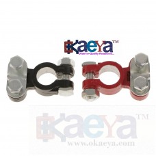 OkaeYa 2Pcs Alloy Positive & Nagative Car Battery Terminal Clamp Clips Connector